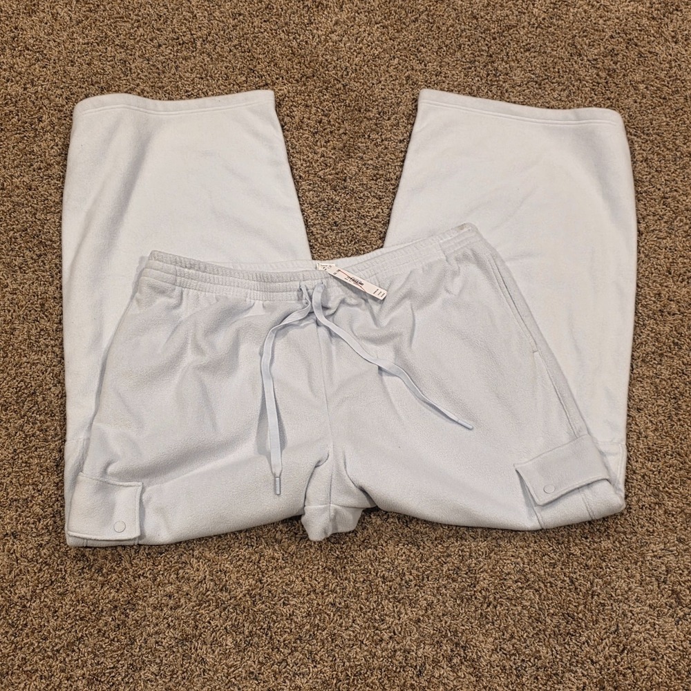 NWT Pink Victoria Secret‎ Cargo Pants Womens 2XL White Polar Fleece Wide-Leg